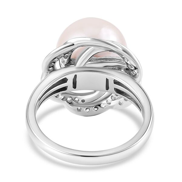 12-13 mm weißer Edison Perle und Zirkon-Ring - 0,57 ct. image number 6