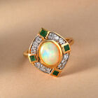 Natürlicher Äthiopischer Opal und Mehrfarbig Edelsteine Ring 925 Silber Vermeil image number 1