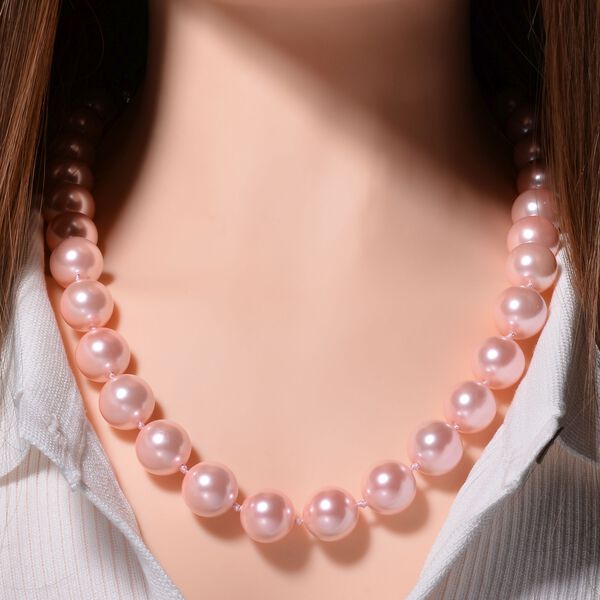 Rosa Muschelkernperle Halskette ca. 50 cm Reiner Edelstahl image number 2