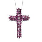 Rhodolith Granat Kreuz-Anhänger, 925 Silber platiniert ca. 9.96 ct