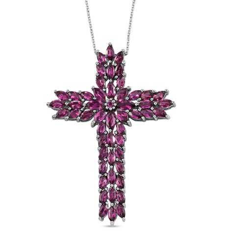 Rhodolith Granat Kreuz-Anhänger, 925 Silber platiniert ca. 9.96 ct image number 0