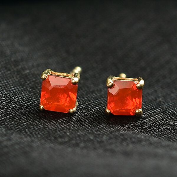 AAAA Blaze Feueropal Ohrringe 925 Silber 750 Gelb Vergoldet ca. 0.45 ct image number 2