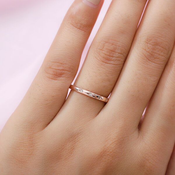 Schlichter, funkelnder Bandring, ros&eacute;vergoldet image number 3