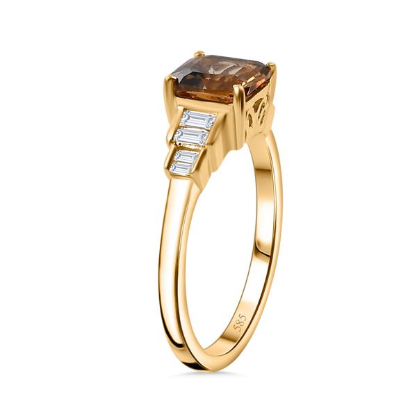 AAA Natürlicher goldener Tansanit und Diamant Ring in 585 Gold - 1,84 ct. image number 5