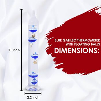 Galileo Thermometer mit schwimmenden Kugeln in Blau