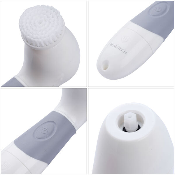 4 in 1 Gesichtsreinigungsbürste, 4xAA Batterien (nicht inkl.), Weiß und Grau image number 6