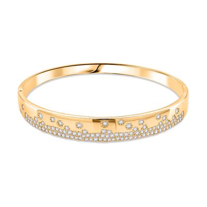 Wei&szlig;er Zirkonia Armreif ca. 19 cm Nickelfreies Messing, Goldfarben