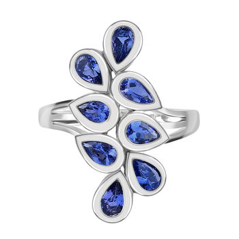 AAA Tansanit-Ring, 925 Silber platiniert (Gr&ouml;&szlig;e 16.00) ca. 1.58 ct