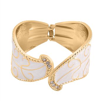 Wei&szlig;er Kristall Armreif ca. 18 cm Legierung emailliert