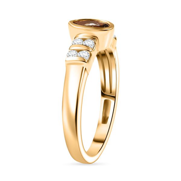 D'Joy AA Natürlicher goldener Tansanit, Weißer Zirkon Ring 925 Silber 750 Gelb Vergoldet (Größe 18.00) (10-15 Werktage Lieferzeit) ca. 0.79 ct image number 4