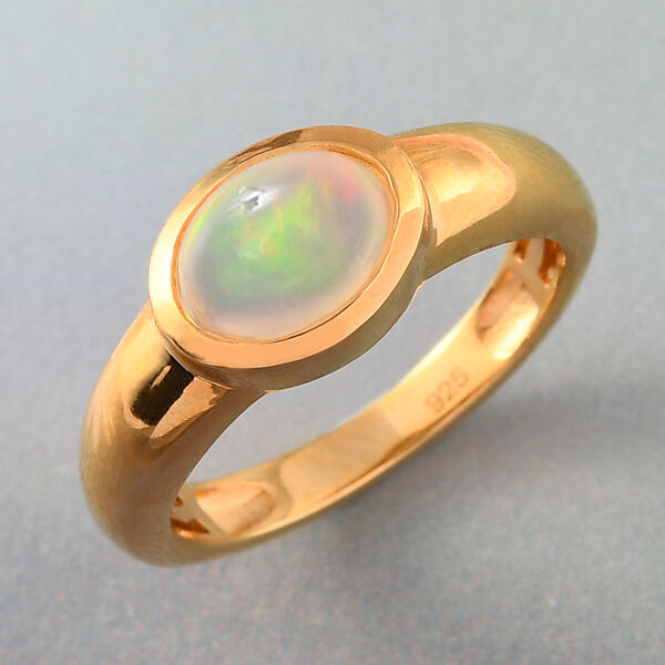 Nat&uuml;rlicher, &auml;thiopischer Opal-Ring, 925 Silber Gelbgold Vermeil  ca. 0,80 ct image number 2