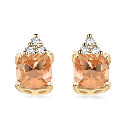 AAA Kaiserlicher Topas, Wei&szlig;er Diamant Ohrringe 417 Gold ca. 1,59 ct.