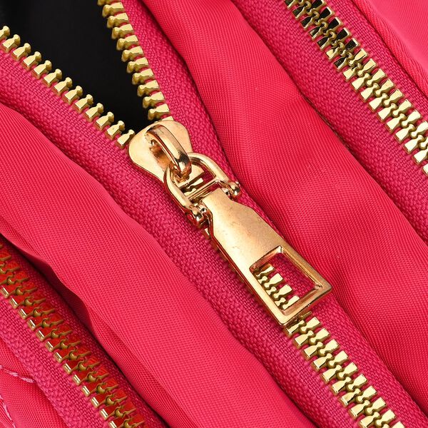 Multifunktionale RFID-geschützte Nylon Gürteltasche mit Schnellverschluss, 36x4x13cm, Rosa image number 7