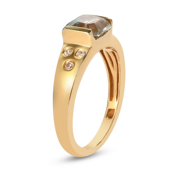 Prasiolith und Zirkon Ring 925 Silber Gelbgold Vermeil  ca. 1,18 ct image number 5