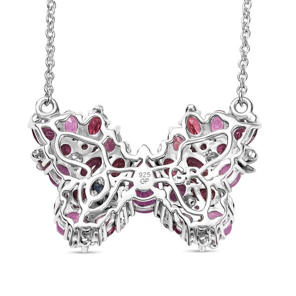 GP Trionfo Kollektion - Ilakaka Rosa Saphir (Fissure gefüllt), Lotus Granat Halskette ca. 45 cm 925 Silber rhodiniert ca. 7.36 ct image number 6