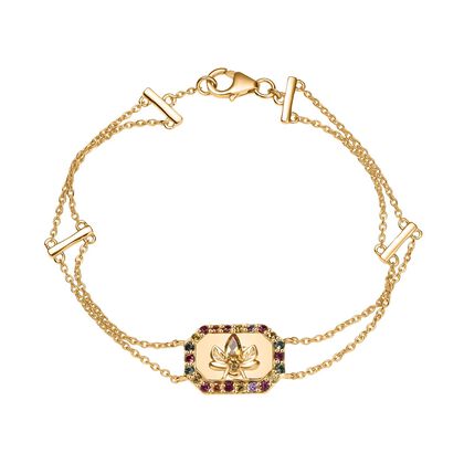 Giuseppe Perez AA Citrin, Mehrfarbig Saphir Armband ca. 19 cm 925 Silber 750 Gelbgold Vermeil ca. 1.19 ct