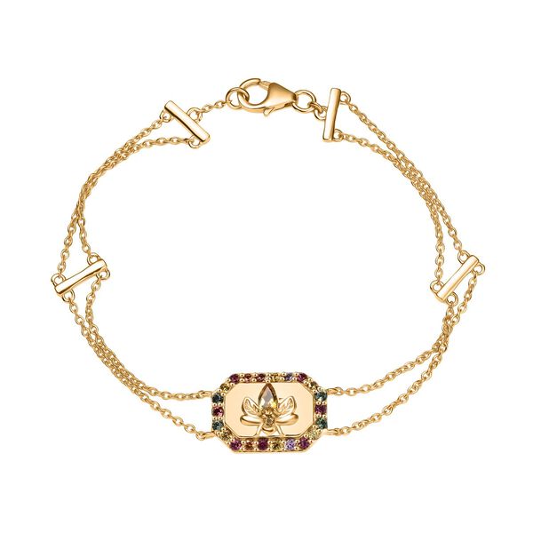 Giuseppe Perez AA Citrin, Mehrfarbig Saphir Armband ca. 19 cm 925 Silber 750 Gelbgold Vermeil ca. 1.19 ct