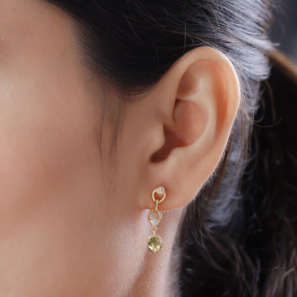 AAA Turkizit und weiße Zirkon-Ohrringe, 925 Silber Gelbgold Vermeil ca. 0,84 ct image number 3