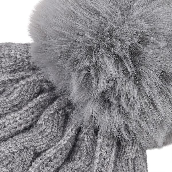 Strickmütze mit Bommel, weiches Mischgewebe, Einheitsgröße, Grau image number 5