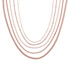 5er-Set Halsketten, ca. 45 cm + 5 cm Extender, Nickelfreies Messing Ros&eacute;goldfarben