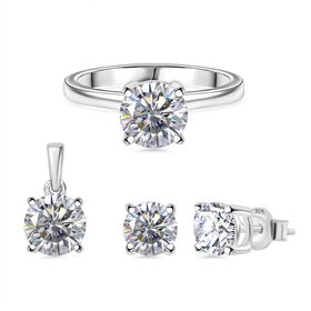 Moissanit Schmuckset 925 Silber ca. 3,80 ct.