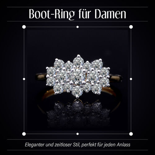 LUXURIANT DIAMOND- SGL zertifizierter VS-EF Labor Diamant Ring, 925 Silber 750 Gelbgold Vermeil - 1 ct. image number 2