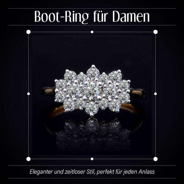 LUXURIANT SGL zertifizierter VS-EF Labor Diamant Ring, 925 Silber 750 Gelbgold Vermeil - 1 ct. image number 2