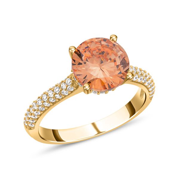 Champagner und wei&szlig;er Zirkonia Ring, Messing (Gr&ouml;&szlig;e 16.00) ca. 6.55 ct image number 4