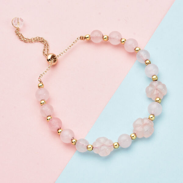 Rosenquarz Armband ca. 14 cm goldfarben ca. 14,50 ct image number 2