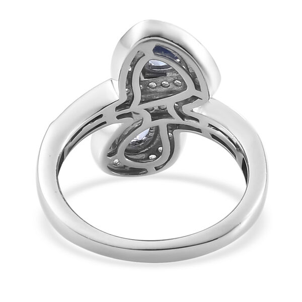 Tansanit und Zirkon Bypass Ring 925 Silber platiniert  ca. 0,93 ct image number 6