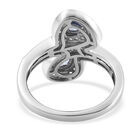 Tansanit und Zirkon Bypass Ring 925 Silber platiniert  ca. 0,93 ct image number 5