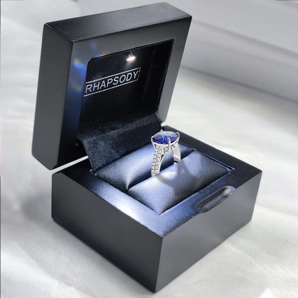 RHAPSODY zertifiziert und gepr&uuml;ft AAAA Tansanit und VS Diamant Ring in 950 Platin - 3,24 ct. image number 6