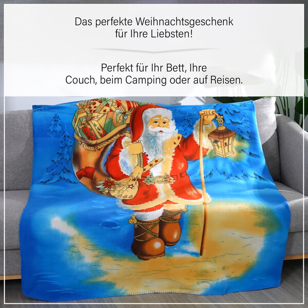 Weihnachtliche Fleecedecke mit Nikolaus Muster image number 6