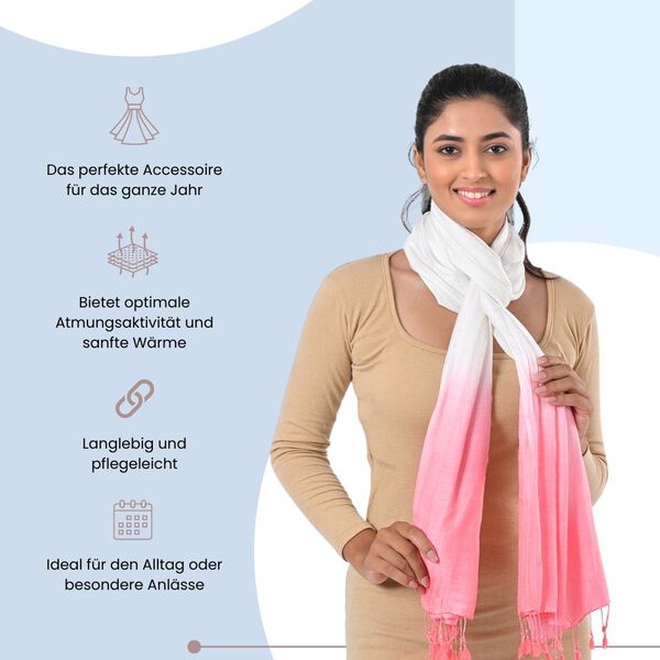Ombre-Schal mit Quasten aus Poly-Seide-Modal, 70x200 cm, Pfirsich image number 3