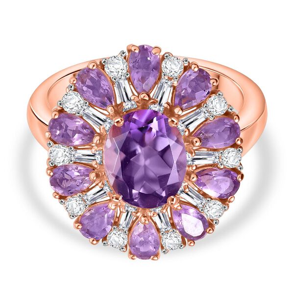 D'Joy AAA Rose De France Amethyst Ring 925 Silber 750 Ros&eacute;gold Vermeil (Gr&ouml;&szlig;e 19.00) ca. 5,55 ct