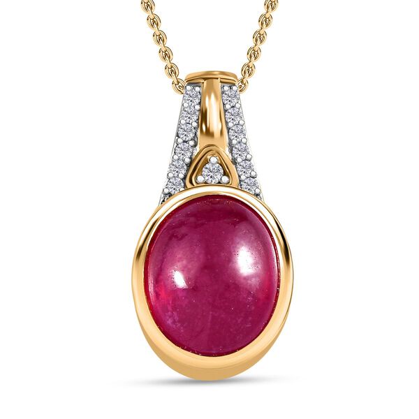 AA afrikanischer Rubin und Zirkon-Anh&auml;nger mit 50cm Kette - 6,26 ct.