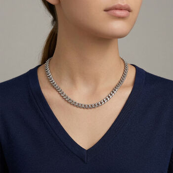 DESIGNER INSPIRIERT Panzer 316L Edelstahl Halskette ca. 45 cm ca. 55,70g, Silberfarben