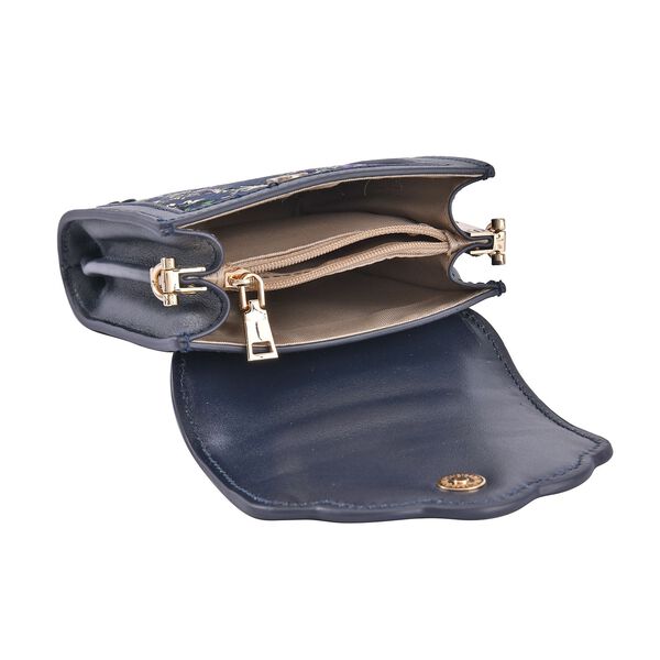 Luxury Edition: Seidenbrokat Handytasche aus echtem Leder und Satin Geschenkbox, RFID, Lila Blumig image number 4