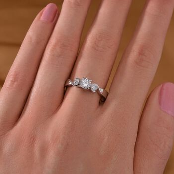 Moissanit Ring, 925 Silber rhodiniert - 0,72 ct.