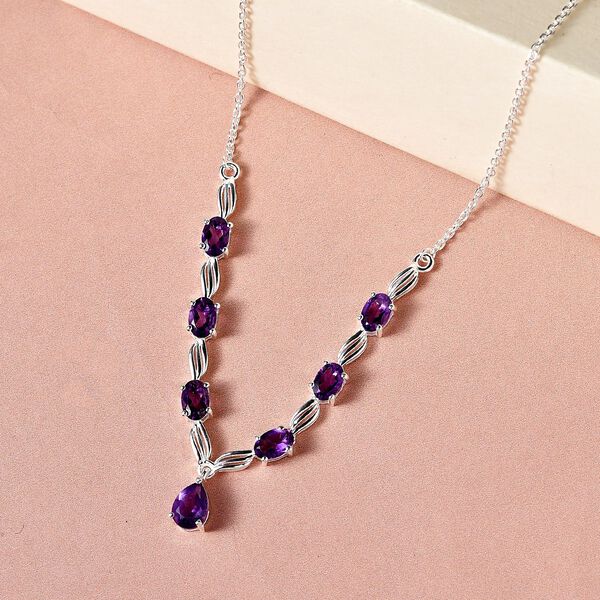 Afrikanische Amethyst Halskette, ca. 45 cm, 925 Silber ca. 3.00 ct image number 3