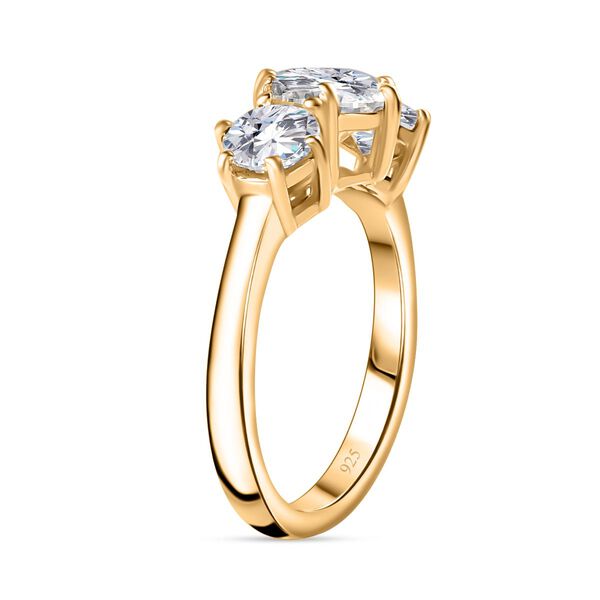 Moissanit Ring, 925 Silber 750 Gelbgold Vermeil - 2,06 ct. image number 11