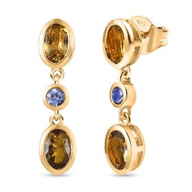 D'Joy Natürliche goldene Tansanit und Tansanit Ohrringe - 1,78 ct.