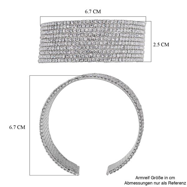 Weißer Kristall, flexibler Armreif, Messing, silberfarben image number 6