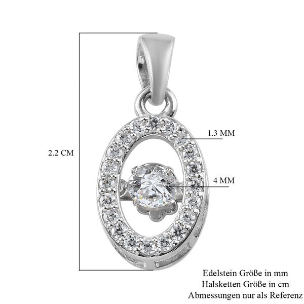 LUSTRO STELLA Hergestellt mit ZIRKONIA Tanzen Stein Anh&auml;nger 925 Silber Platin-&Uuml;berzug ca. 0,80 ct image number 5