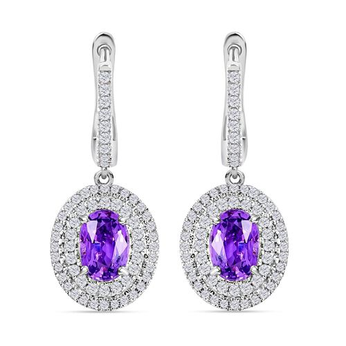 ILIANA AAA lila Saphir und SI GH Diamant Ohrringe in 750 Weißgold - 2,20 ct. image number 0