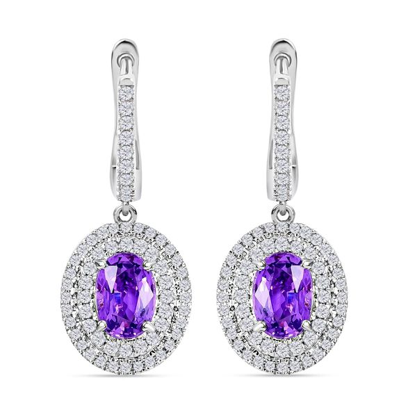 ILIANA AAA lila Saphir und SI GH Diamant Ohrringe in 750 Weißgold - 2,20 ct. image number 0