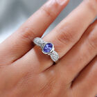Tansanit und Zirkon-Ring, 925 Silber platiniert  ca. 1,09 ct image number 2