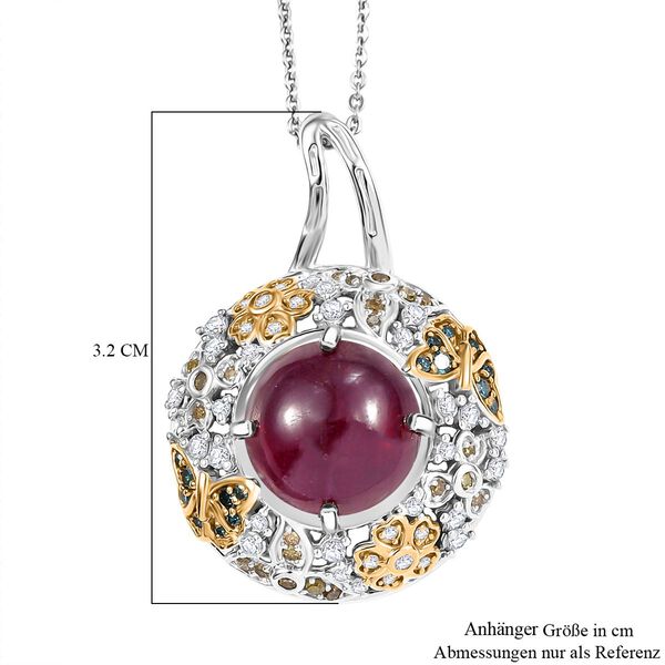 GP Italian Garden Kollektion - AA Afrikanischer Rubin, Multi-Diamant und Kanchanaburi blauer Saphir zweifarbiger Anh&auml;nger mit 45cm Kette - 9,71 ct. image number 9