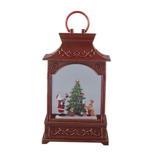 Weihnachts-Laterne mit Schnee und LED, Gr&ouml;&szlig;e 16,7x9x28,6 cm, Rot, Weihnachtsmann&nbsp;