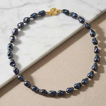 Pfauenfarbene Muschelkernperle 50cm Halskette